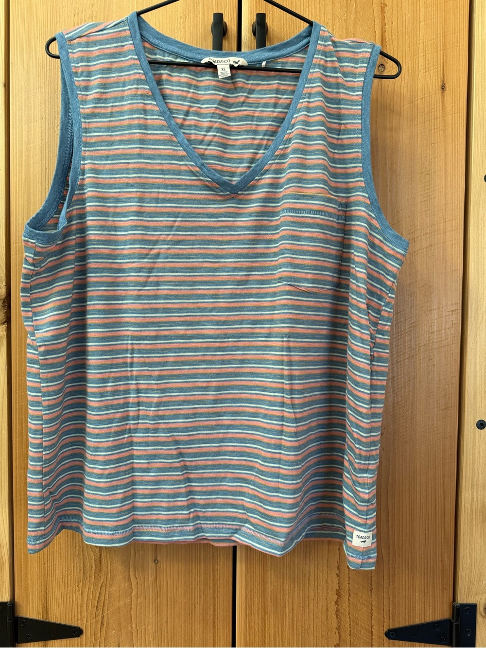 Toad and co Striped V-Neck Tank in Blue and Pink